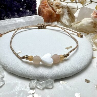 Bransoletka Świetlistego Poranka z awenturynu brzoskwiniowego i kamienia słonecznego.