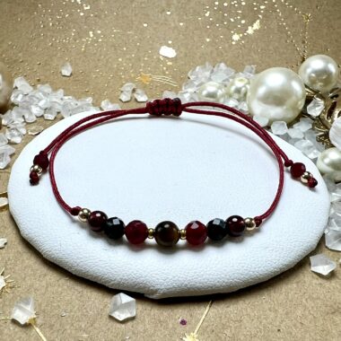 Bransoletka Ognia i Determinacji z Tygrysiego Oka i Karneolu.