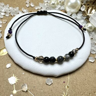 Bransoletka Koziorożca z Obsydianem i Ametystem.