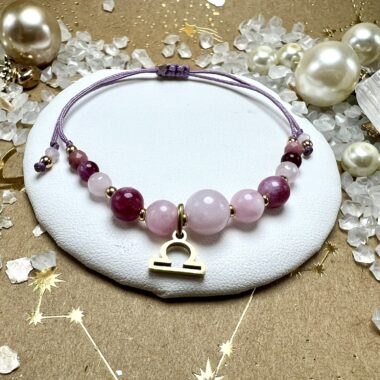 Bransoletka Miłości i Harmonii z Kunzytu i Morganitu.