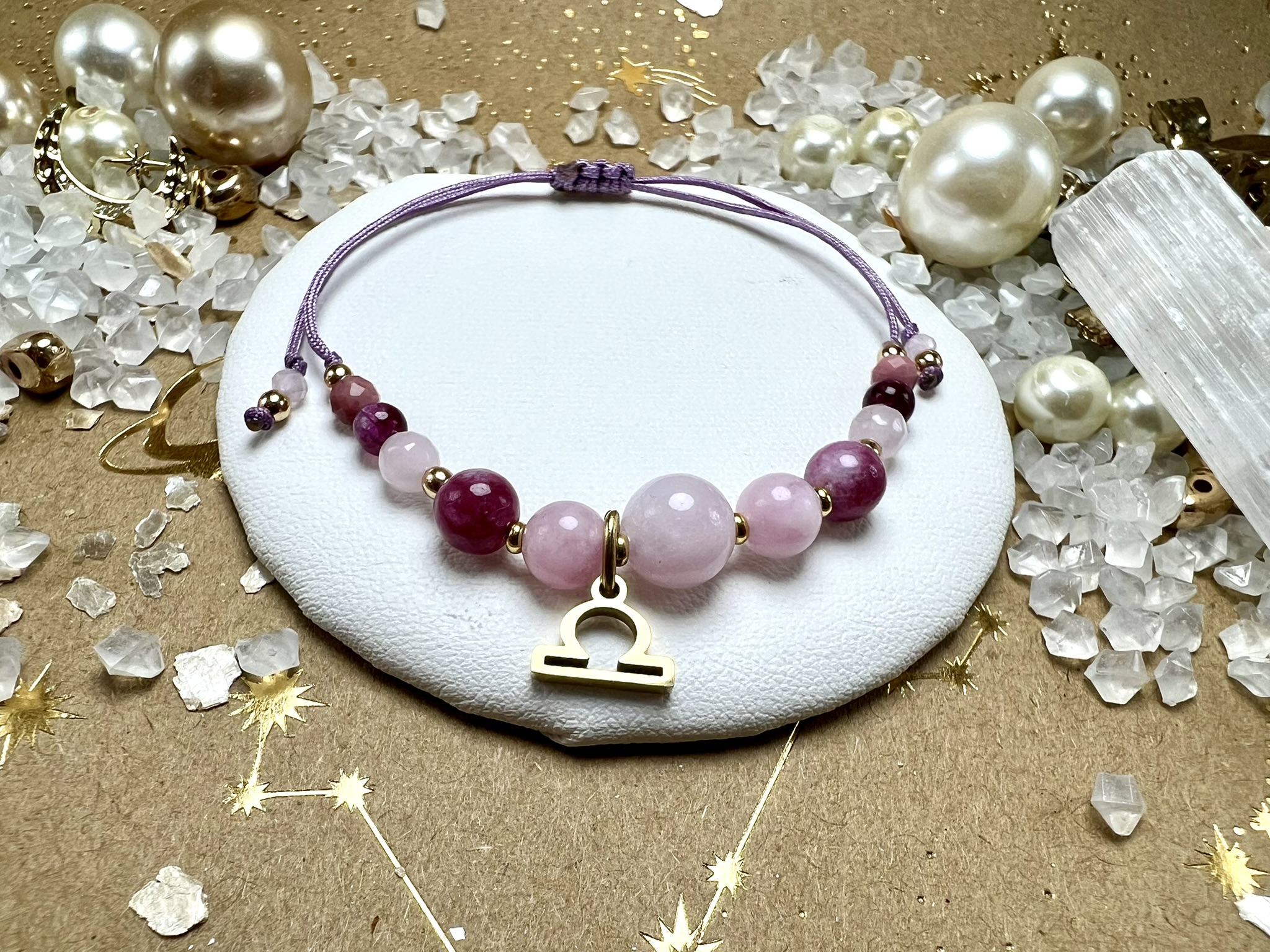 Bransoletka Miłości i Harmonii z Kunzytu i Morganitu.