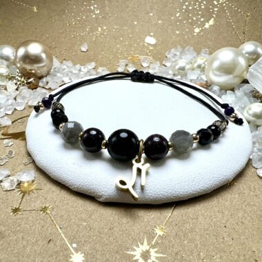 Bransoletka Wewnętrznej Mocy z Obsydianu i Labradorytu.