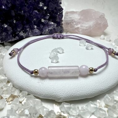 Bransoletka Subtelnej Miłości z cylindrycznym Kwarcem Różowym.