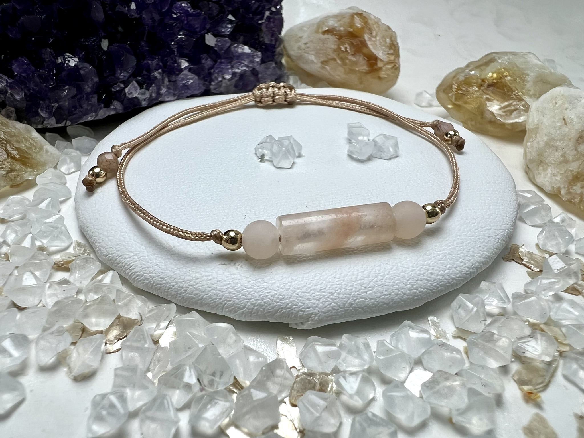 Bransoletka z różowego i brzoskwiniowego Awenturynu.