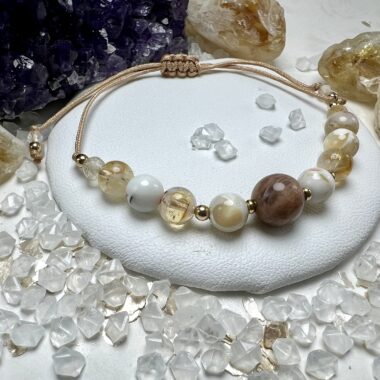 Bransoletka Światła i Intuicji z Kamienia Księżycowego i Cytrynu.