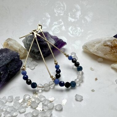 Kolczyki Harmonii i Światła z Kwarcu Różowego i Lapis Lazuli.