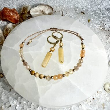 Zestaw „Płomień Obfitości” – Bransoletka + Kolczyki