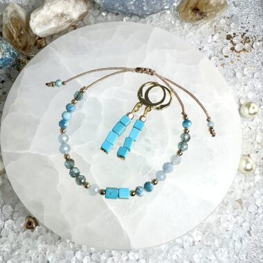 Zestaw „Ocean Spokoju” — kolczyki + bransoletka
