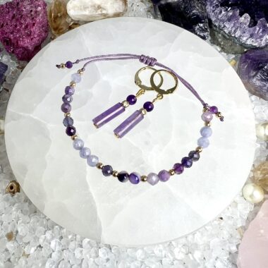 Zestaw „Fiolet Ciszy” – Bransoletka + Kolczyki